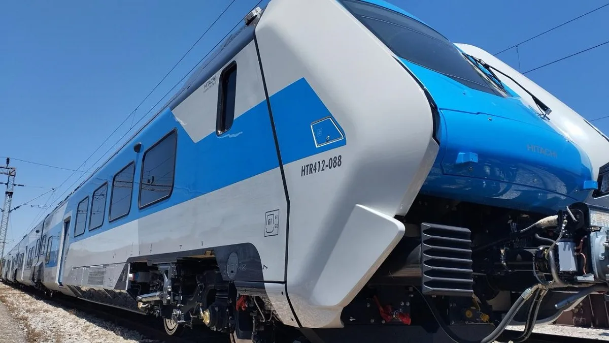 New Intercity Blues IC hybrid train on the Greek railway network.