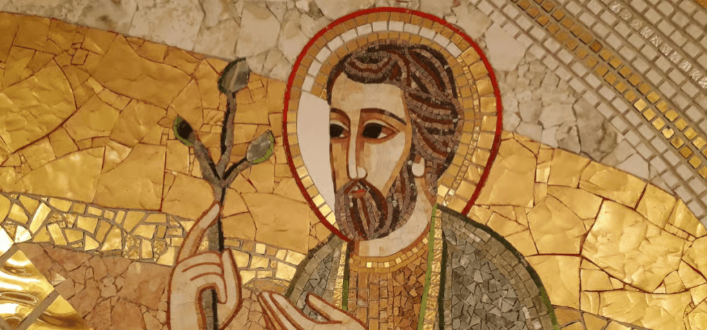 Mosaic of the Apostle Paul with a halo, holding a branch